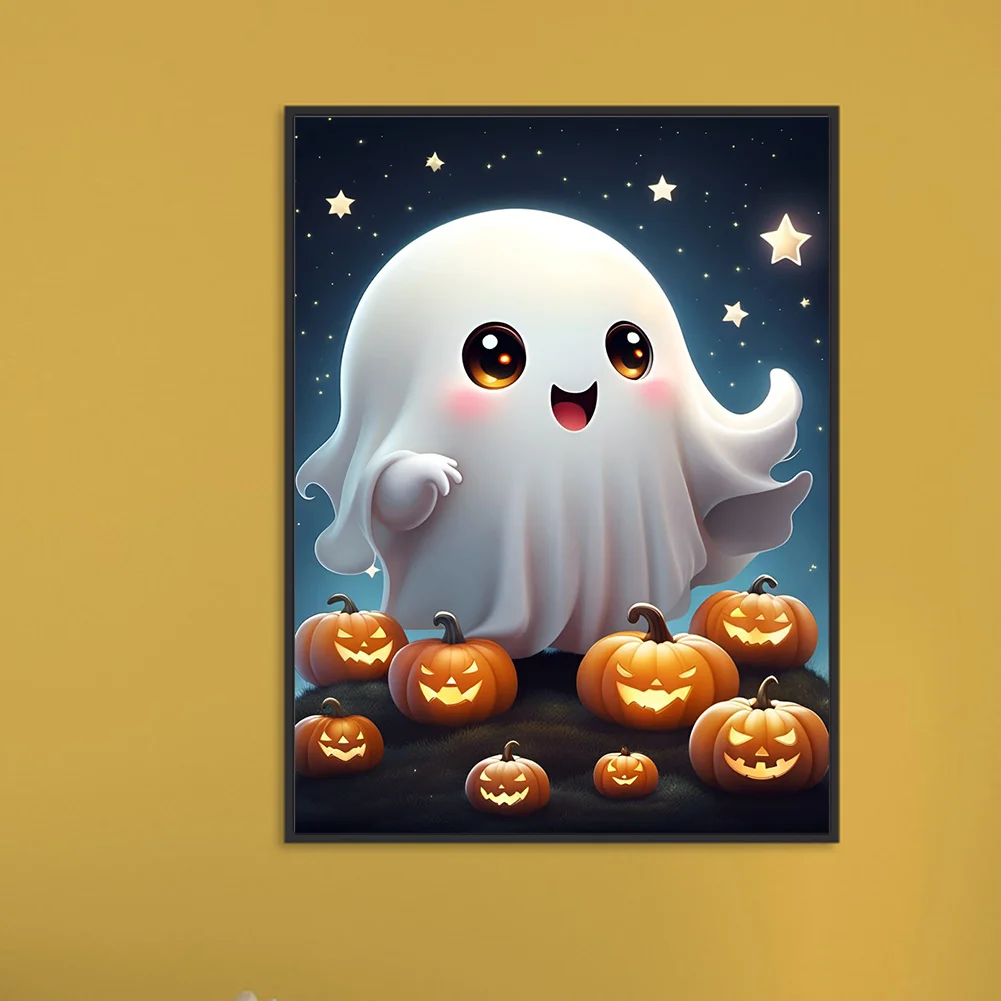 Diamond Painting - Full Round Drill - Halloween Cute Ghost(Canvas|30*40cm)