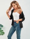 Open Front Solid Cardigan with 3/4 Sleeves, Elegant Spring/Summer Women's Clothing
