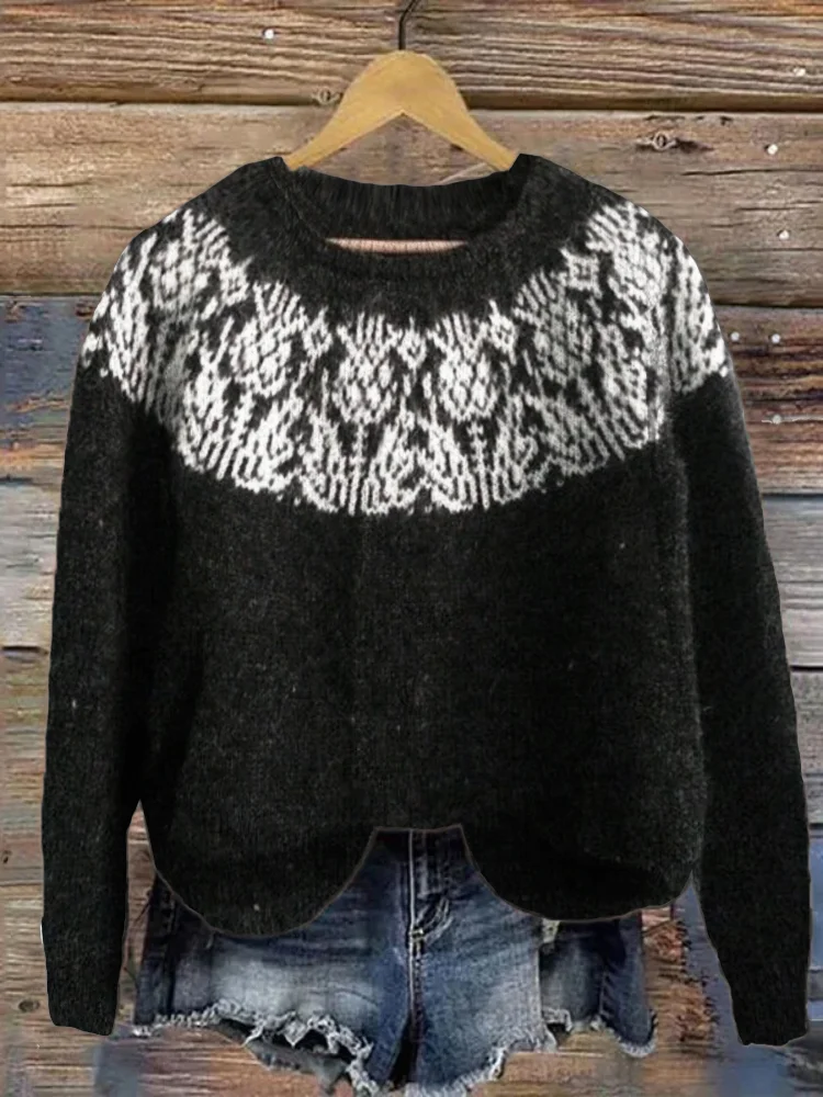 Scottish Thistle Flower Women's Icelandic Sweater