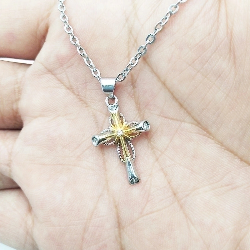 Cute Gothic Korean Style Cross 304 Stainless Steel Pendant Necklaces Halloween Children'S Day National Day