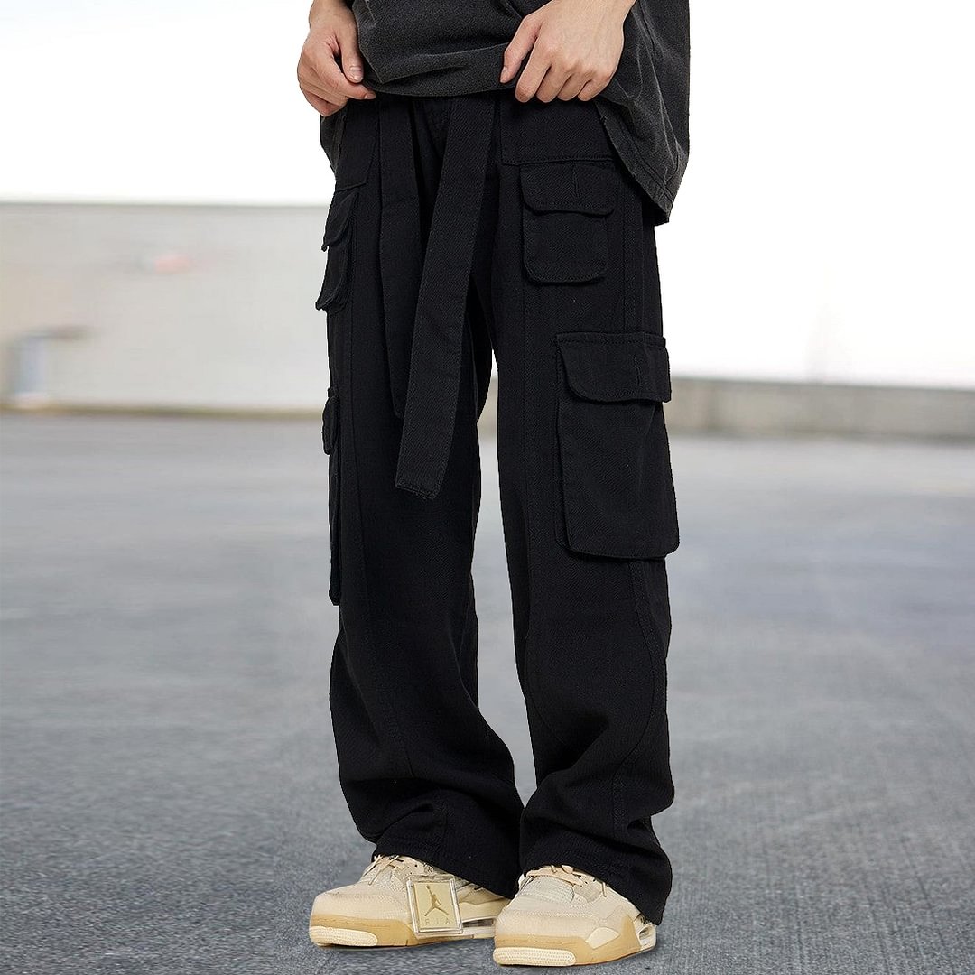 Hip Hop Street Multi Pocket Cargo Pants Wide Leg Pants Trousers