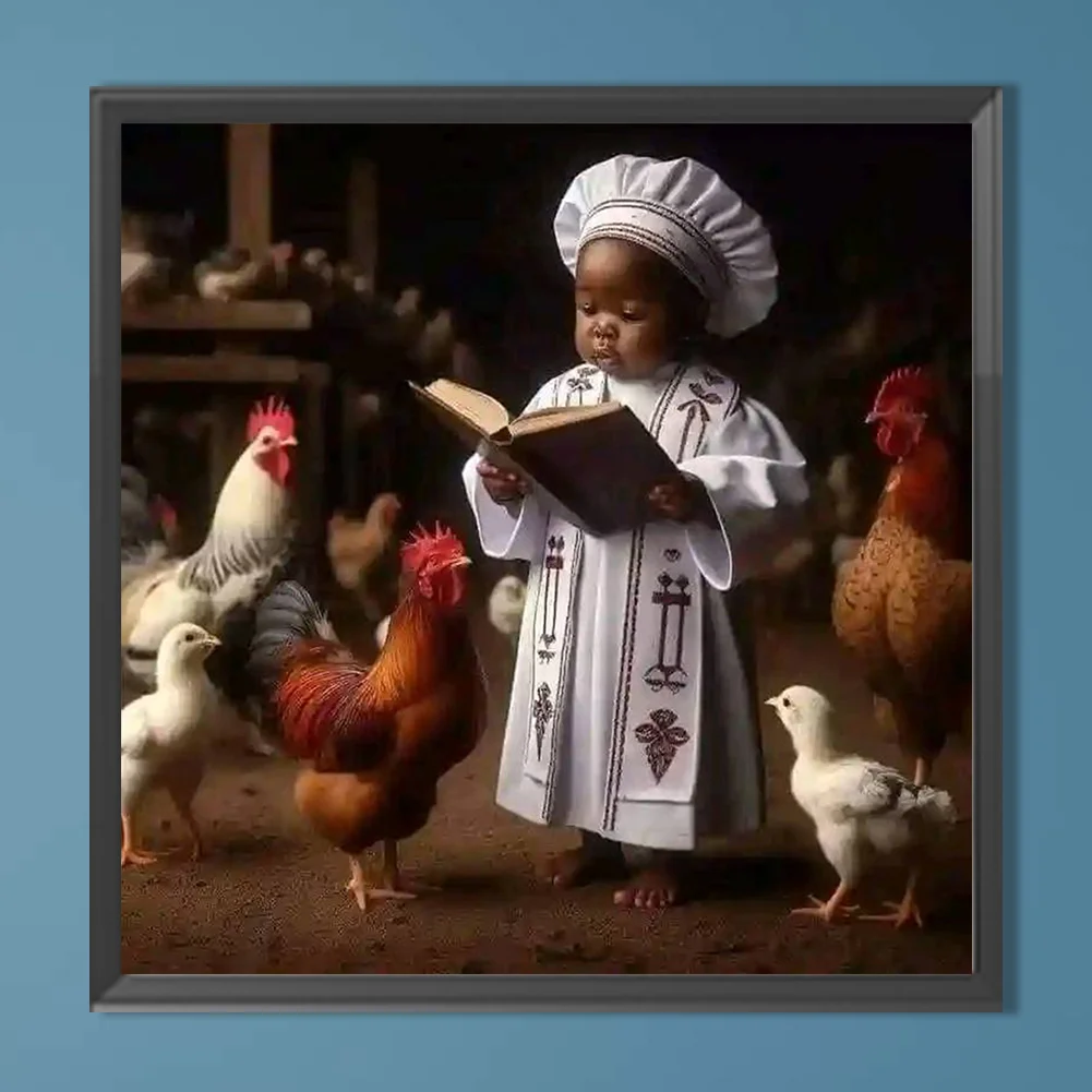 Diamond Painting - Full Round Drill - Black Child(Canvas|40*40cm)