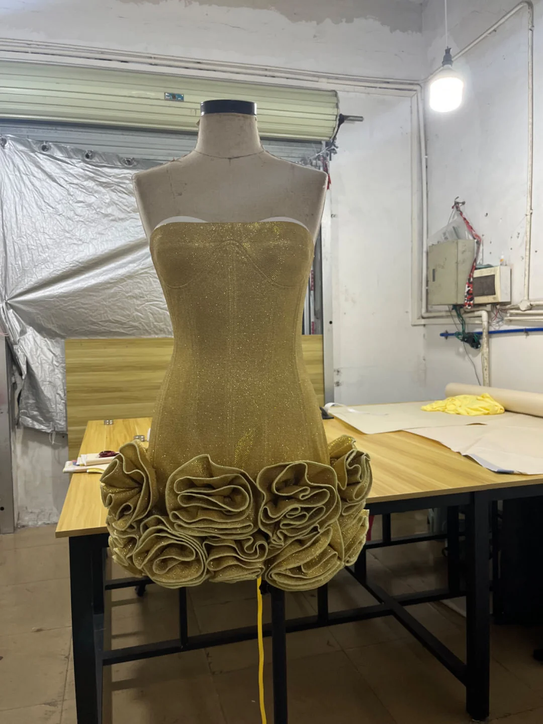 Brownm Spring And Summer New Women's Gold Beads Sexy Corset Dress Tight Floral Dress