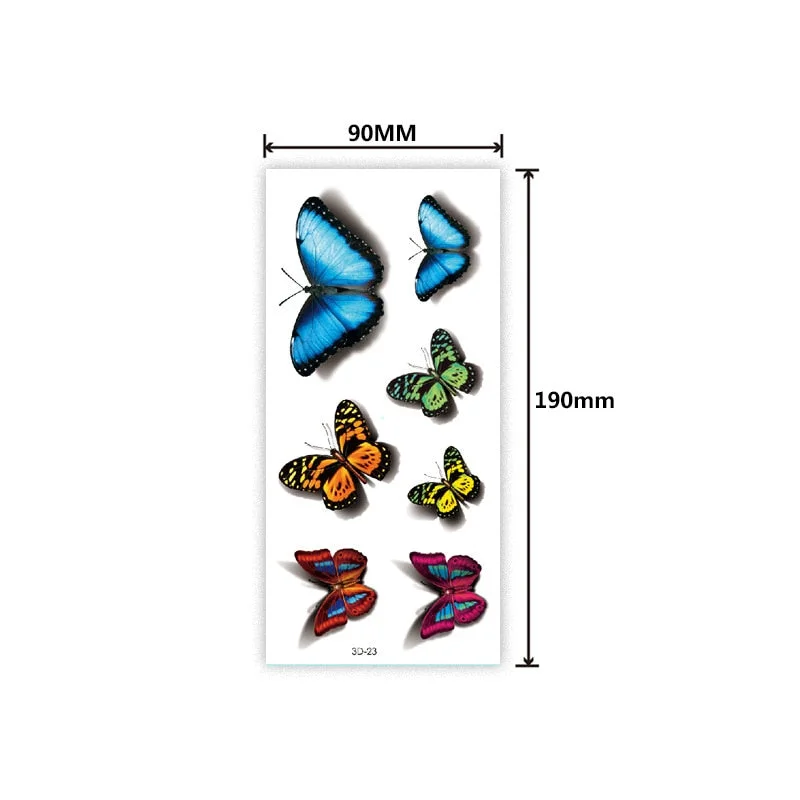 Waterproof 3D tattoo sticker Three-dimensional color printing tattoo sticker Butterfly flower animal color tattoo sticker