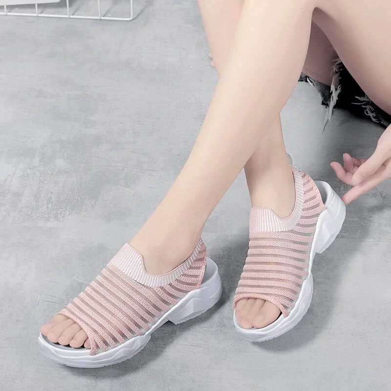 2020 Sandals Women Summer Shoes Breathable Female Shoes Ladies Slip On Flat Platform Sandals Shoes Woman Sandalias