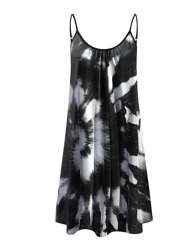 Mini Print Fashion Modern Geometric Spaghetti straps Dress Wear Womens Summer Spring