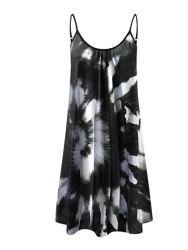 Mini Print Fashion Modern Geometric Spaghetti straps Dress Wear Womens Summer Spring