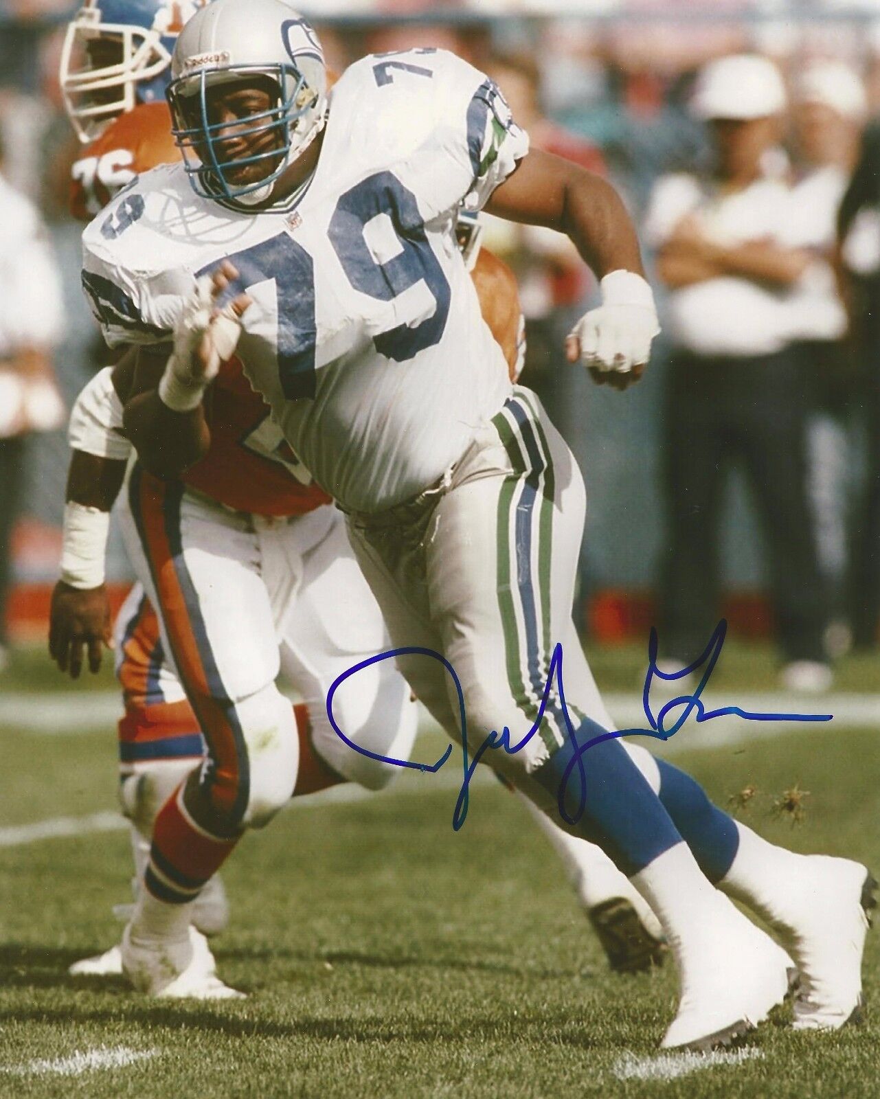 JACOB GREEN SIGNED SEATTLE SEAHAWKS 8x10 Photo Poster painting #2 - RING OF HONOR MEMBER w/PROOF