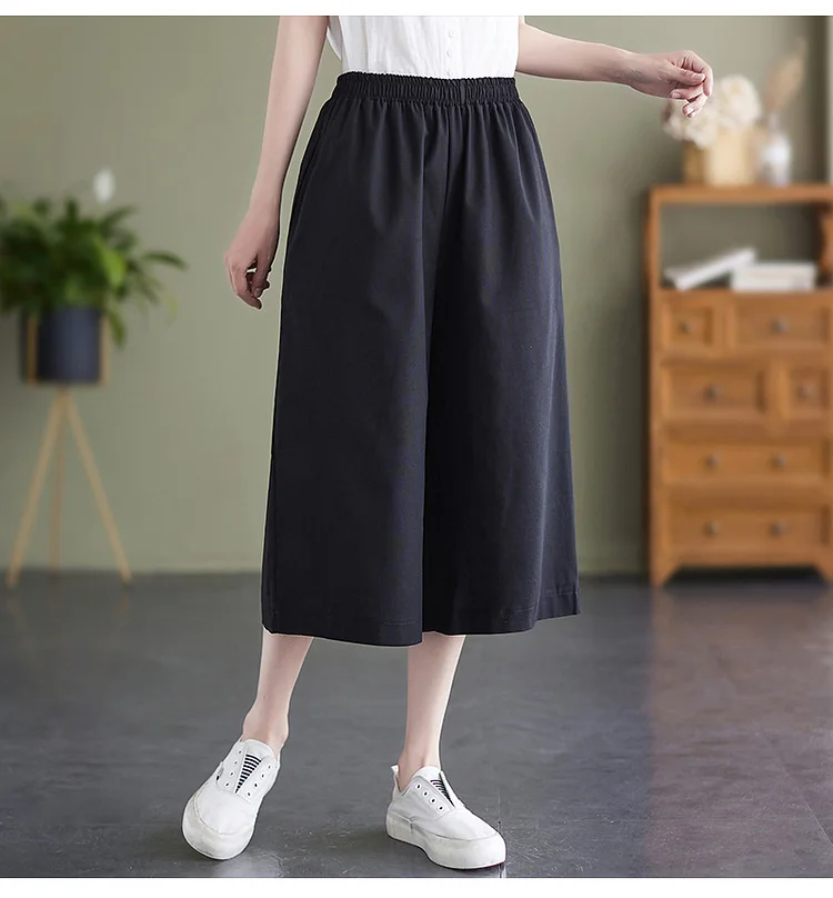 Casual Solid Color Wide Leg Pants