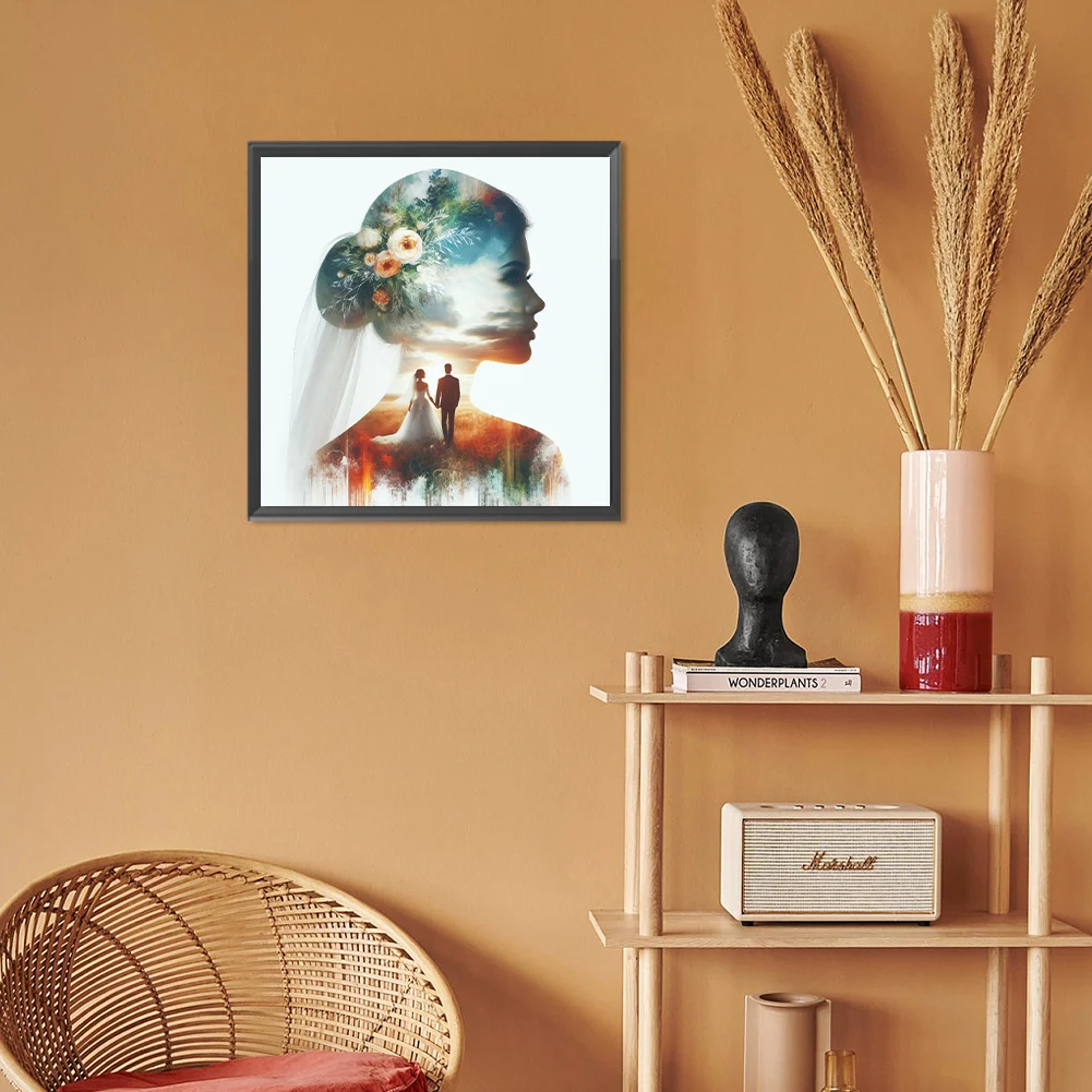 Full Round Diamond Painting 30*30cm - Romantic Wedding Silhouette