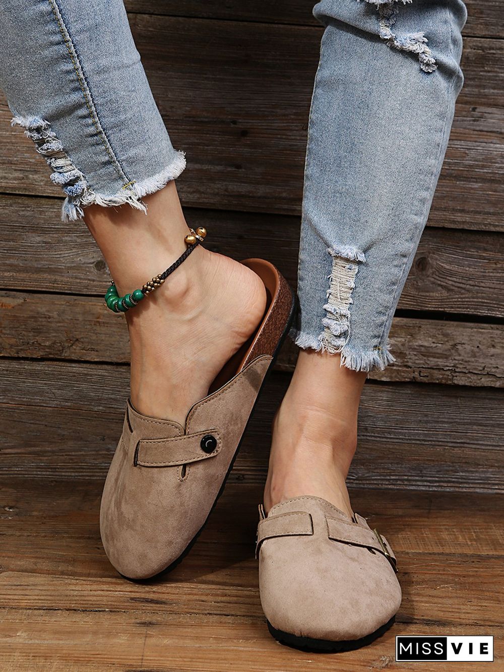 Solid Color Vintage Casual Mules