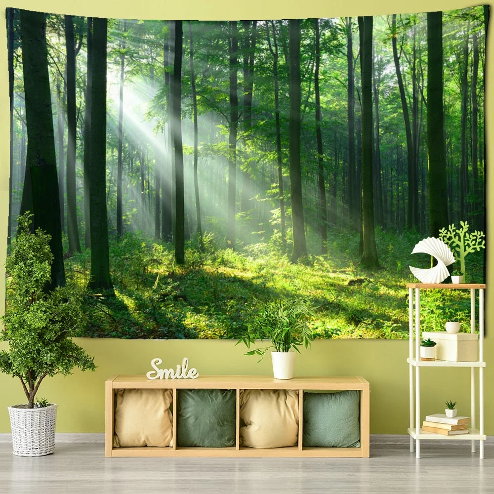 Hot Sale Forest Tapestry Woods Hanging Cloth River And Bridge Background Cloth Tapestry Home Decoration