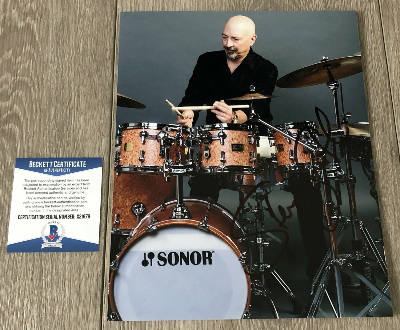 STEVE SMITH DRUMMER SIGNED JOURNEY 8x10 Photo Poster painting B w/EXACT PROOF & BECKETT BAS COA