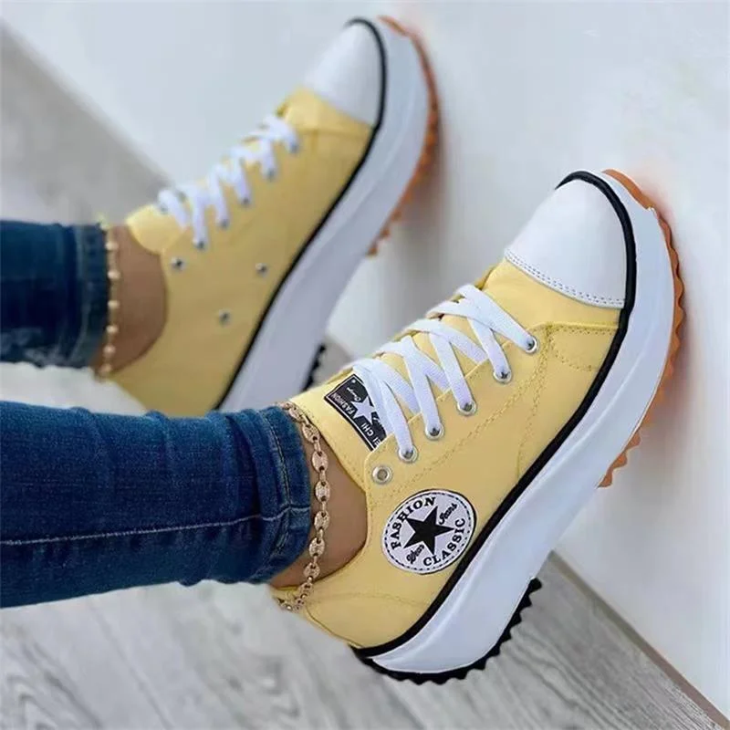 Breakj Breakj Spring New Low-Top Single Shoes Women's Thick-Sing Canvas Shoes Women's Canvas Pine Cake Bottoms Large Women's Shoes