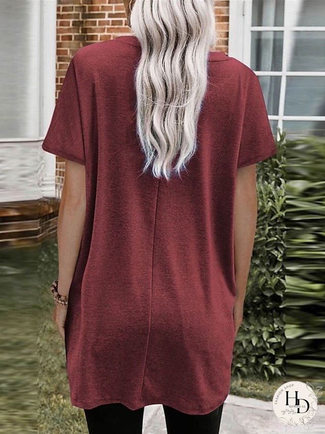 Casual Dress T Shirt Dress Tee Dress Shift Dress Mini Dress Black White Pink Short Sleeve Pure Color Pocket Summer Spring Crew Neck Classic Loose Fit S M L XL XXL for Women