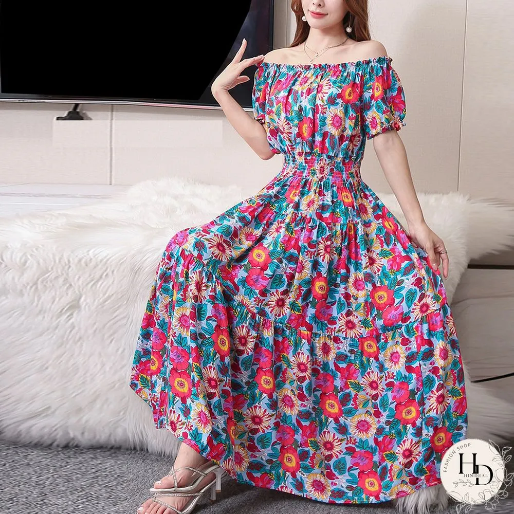 Flroal Pockets Slip Maxi Dress