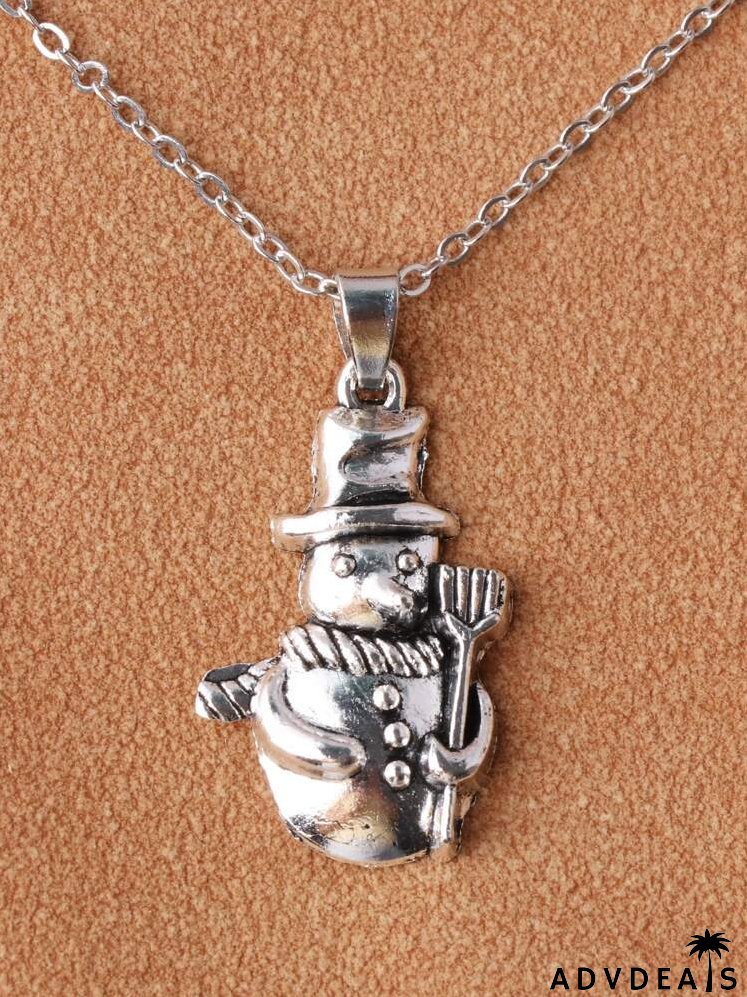 Christmas Snowman Charm Necklace