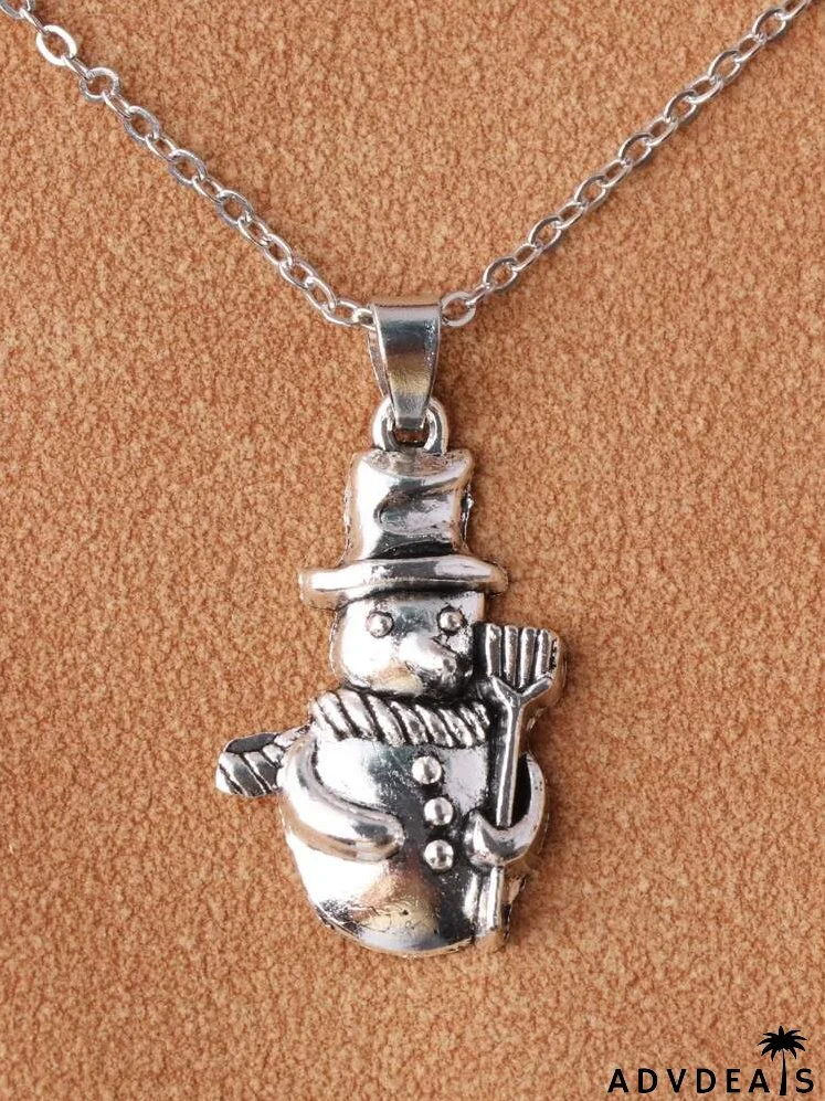 Christmas Snowman Charm Necklace