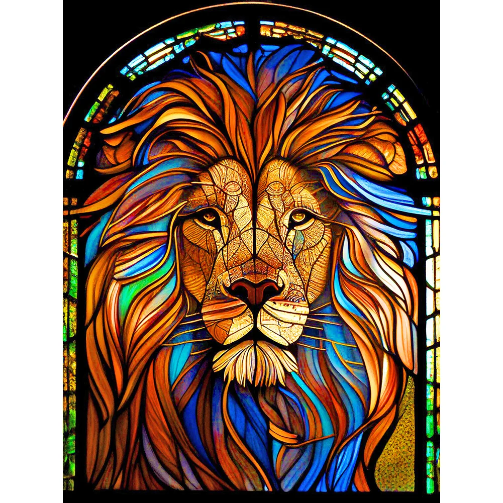 Diamond Painting - Full Round Drill - Stained Glass Lion(30*40cm)