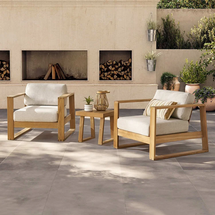 Rio Outdoor Teak 2 Lounge Chairs & Side Table Set