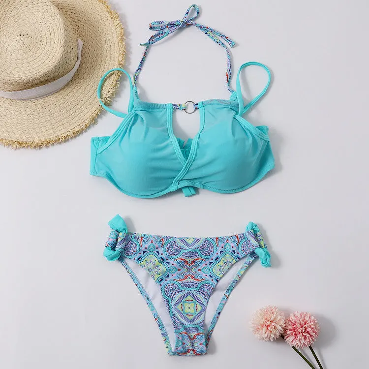 Women Plus Size Swimwear Bikinis Sexy Patchwork Push up Color Matching Swimsuit for Women
