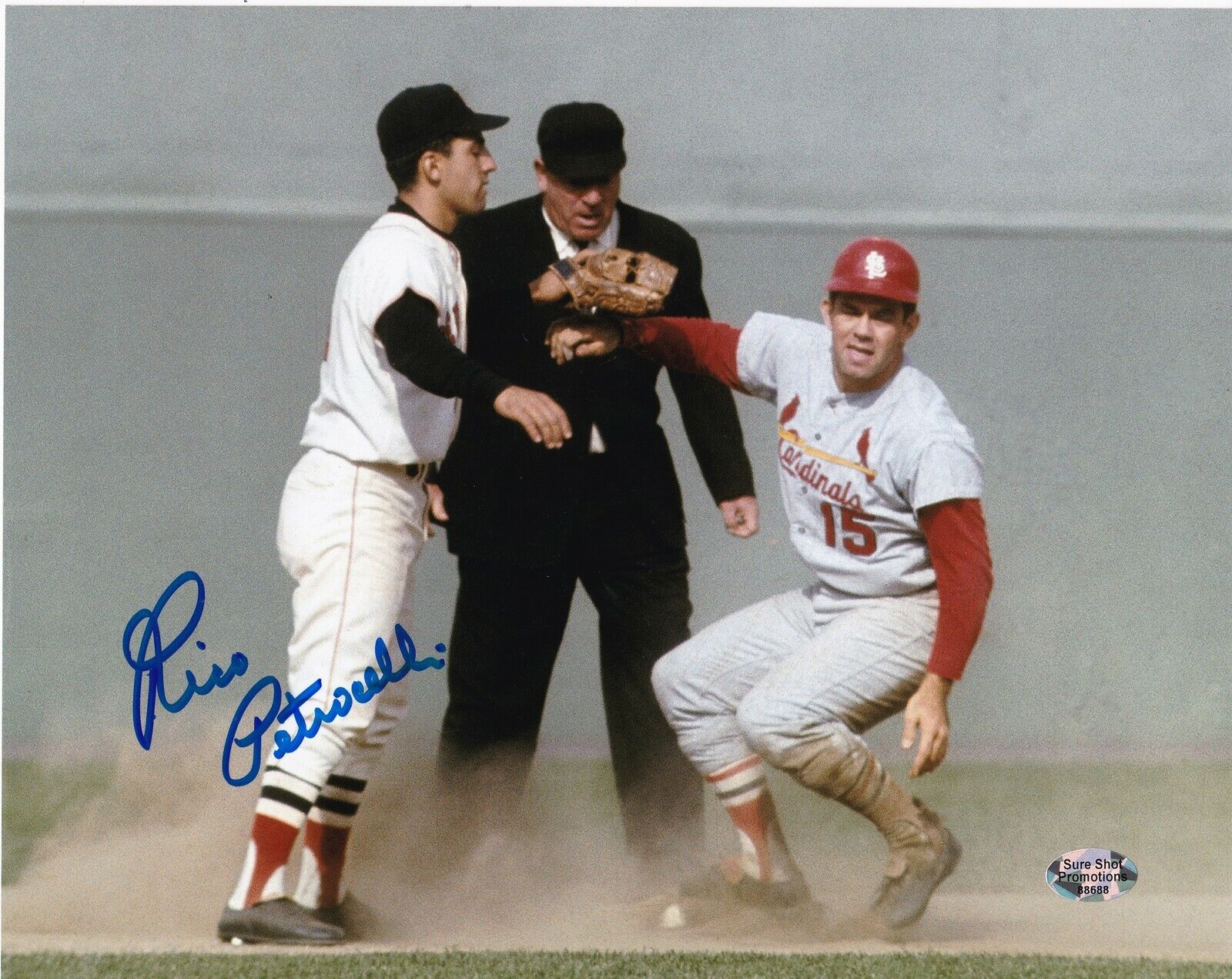 RICO PETROCELLI BOSTON RED SOX ACTION SIGNED 8x10