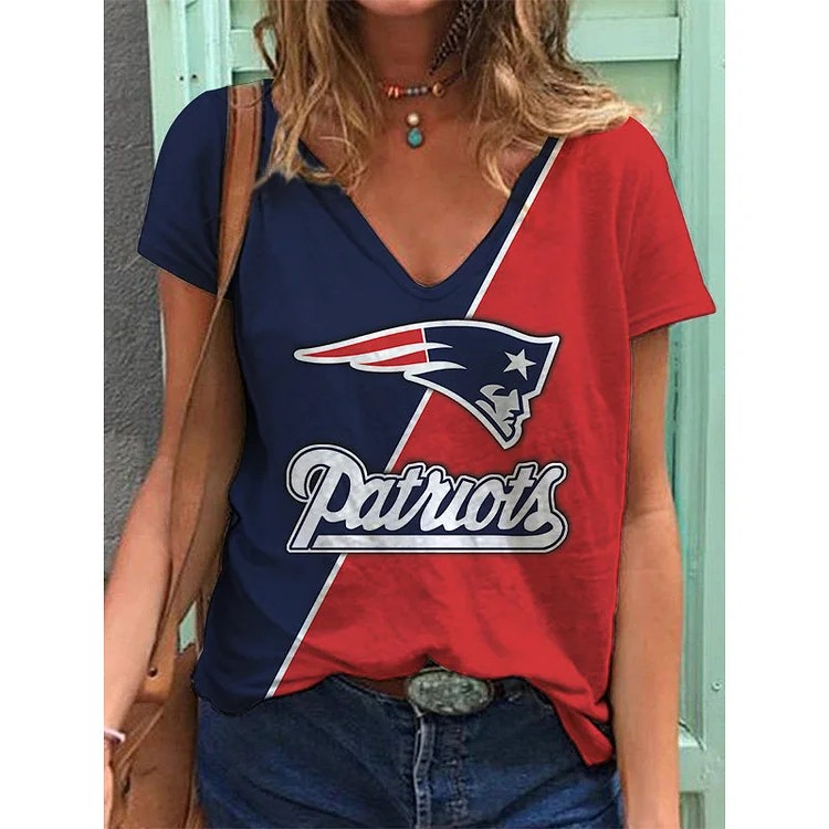 New England Patriots Lightweight Short Sleeve V-Neck T-Shirt