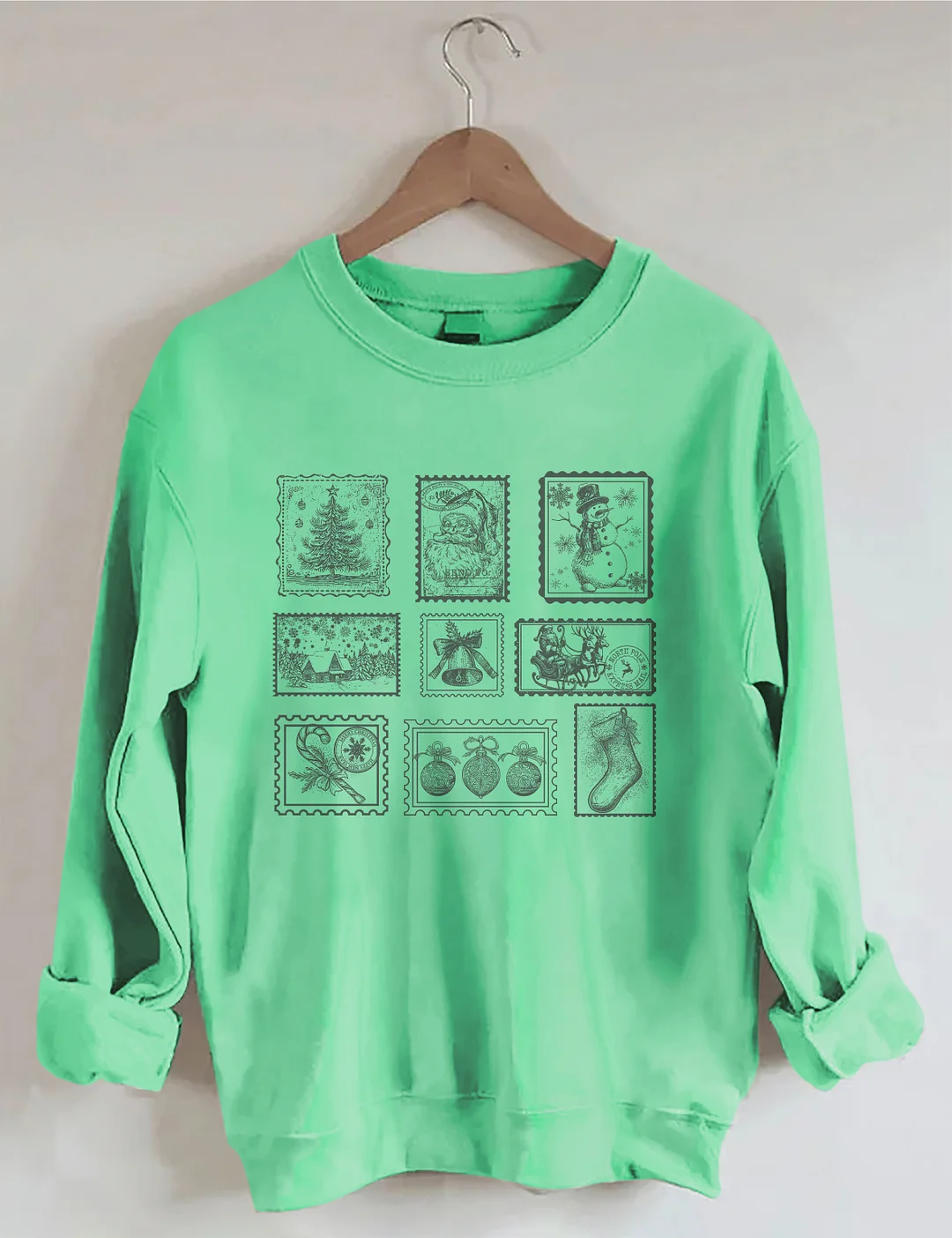 Retro Christmas Postage Stamp Sweatshirt
