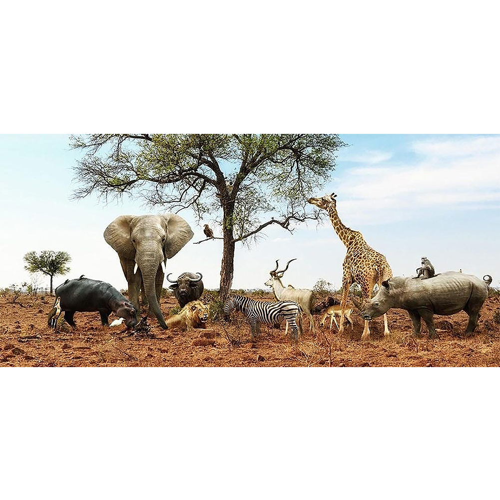 

80*40CM - Round Drill Diamond Painting - Animal World, 501 Original
