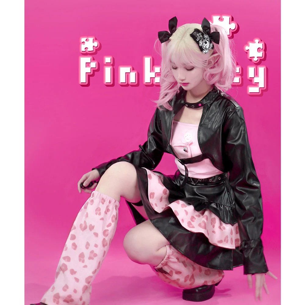 Lovely Stylish Black Pink Animal Print Outift ON606