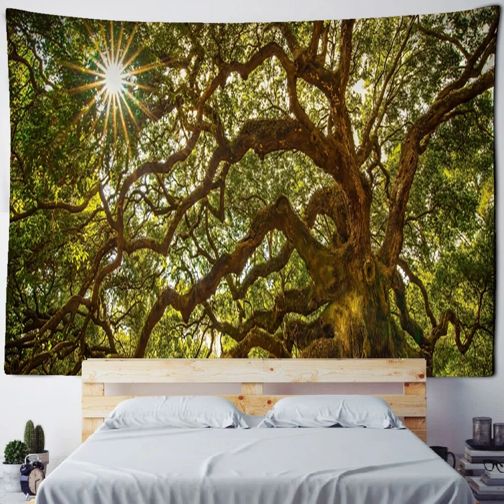 Beautiful Natural Forest Large Tapestry Wall Hanging Scenery Bohemian Mandala Art Living Room Background Home Decor