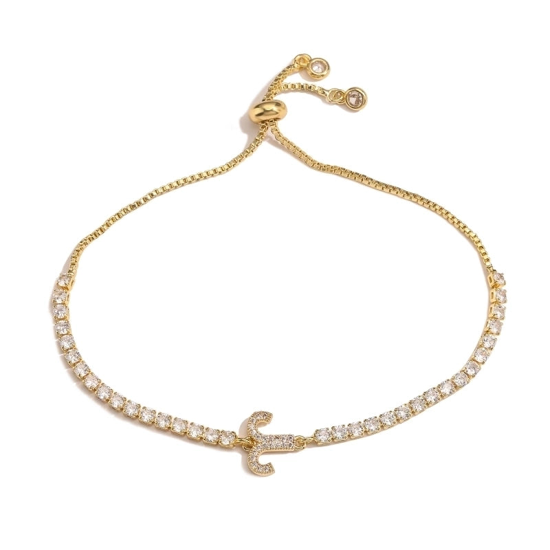 Copper 18K Gold Plated Casual Minimalist Classic Style Plating Inlay Constellation Zircon Drawstring Bracelets