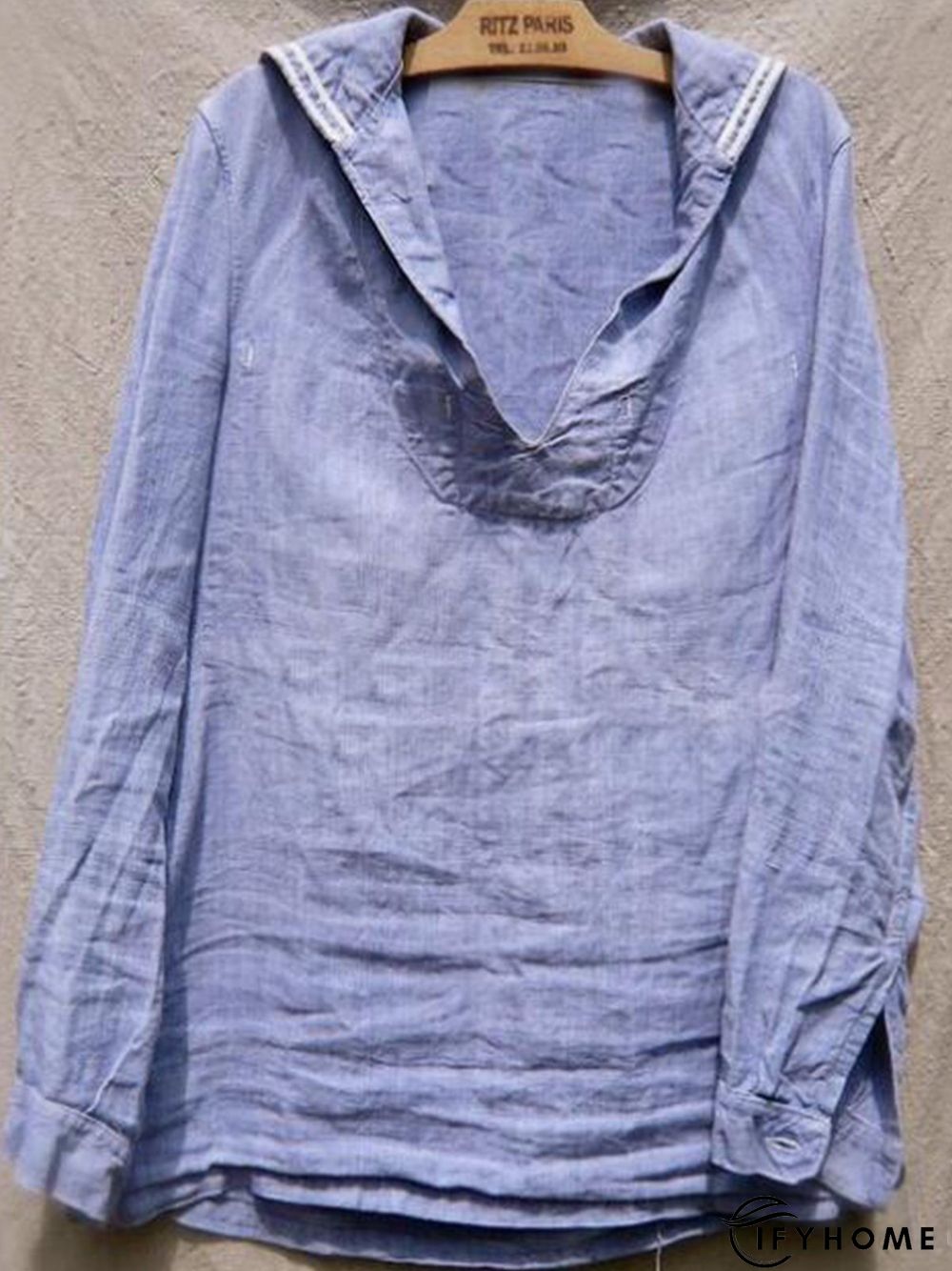 V Neck Casual Cotton-Blend Loose Blouses | IFYHOME