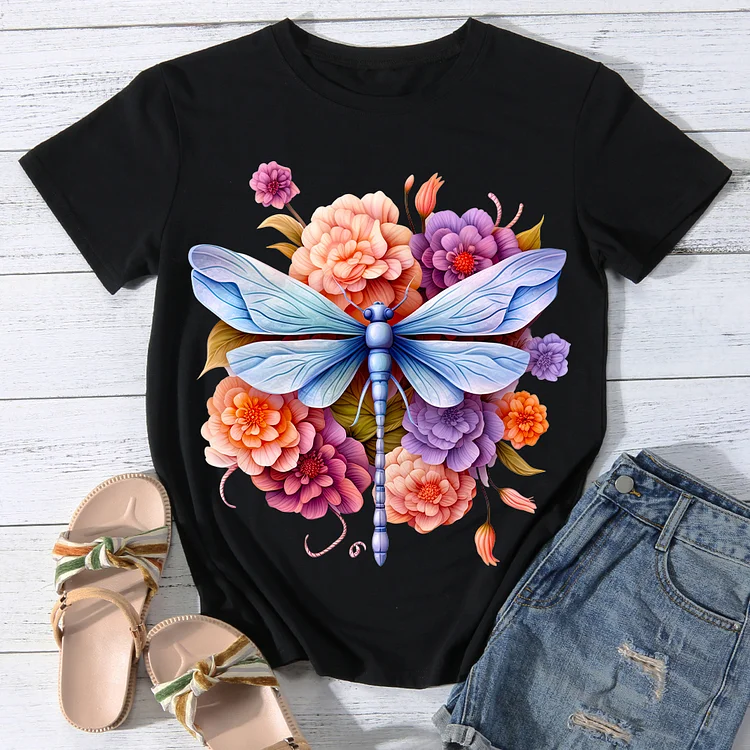 Enchanted Dragonfly Women Round Neck T-shirt - BSTCA0093