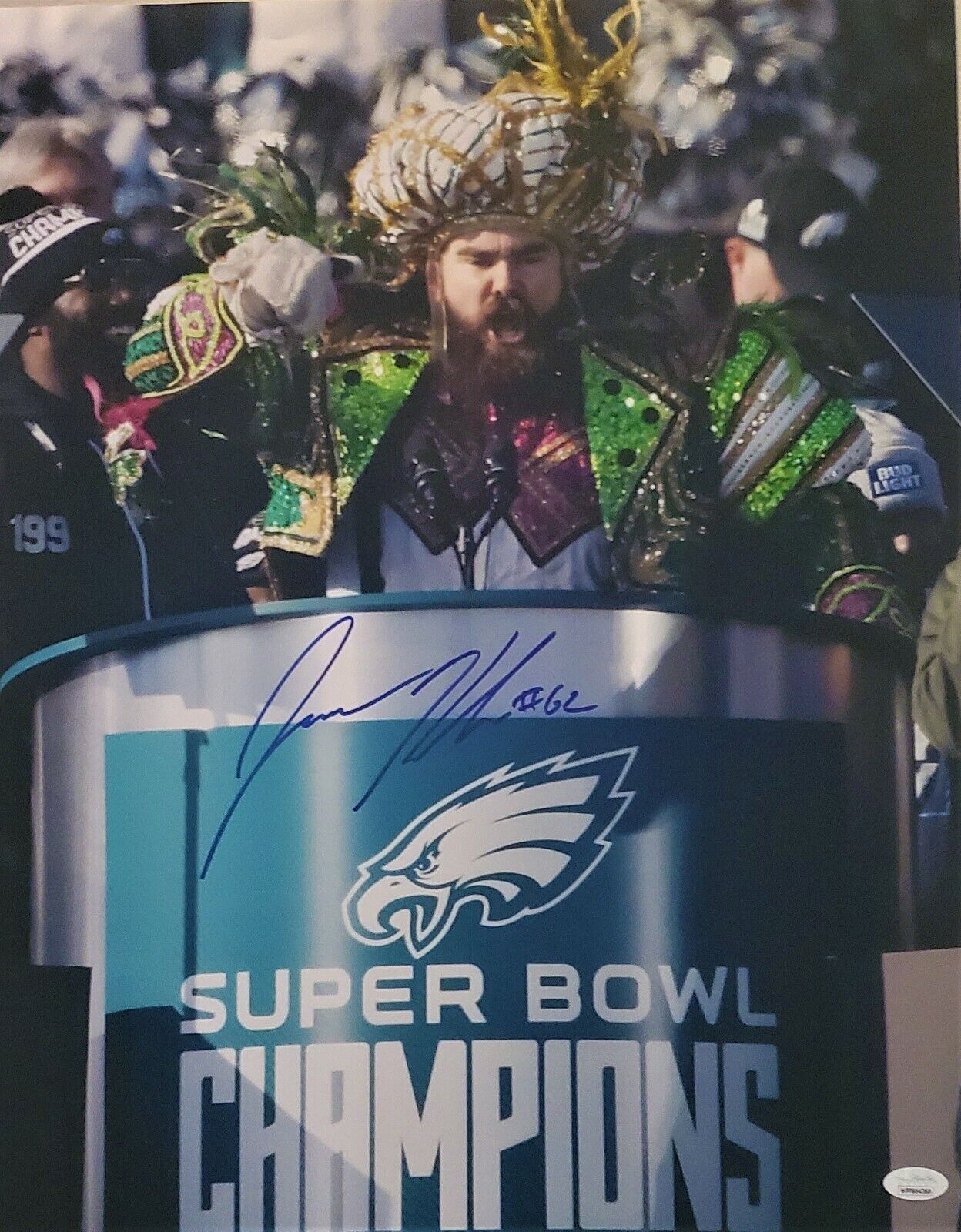 Autographed JASON KELCE 16x20 Philadelphia Eagles Photo Poster painting with JSA COA