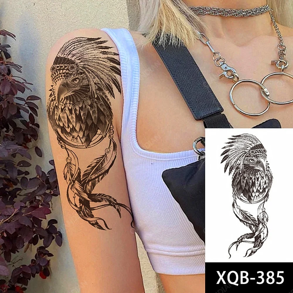 Sdrawing Tiger Manipulator Temporary Tattoo Sticker Waterproof Skull Flower Compass Eagle Deer Body Arm Sleeve Fake Totem Women Man