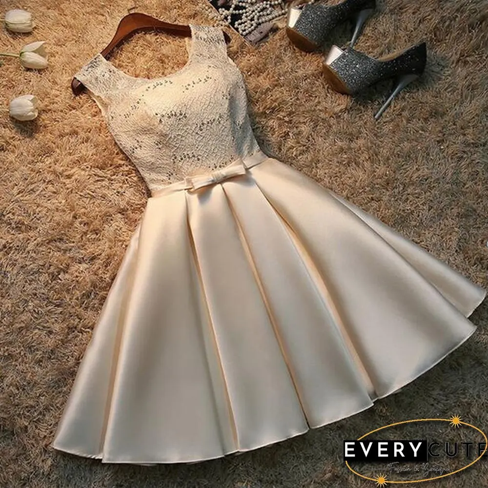 Robe Soiree Short Lace Plus Size Satin Evening Dress Vestido Noche Homecoming Graduation