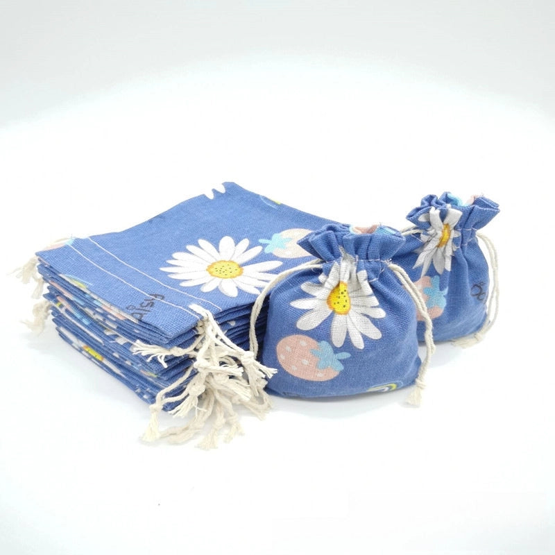 Printed Cotton Bag Cotton And Linen Drawstring Cloth Bag Mosquito Repellent Packaging Bag Jewelry Gift Storage Pastoral Style Small Bag