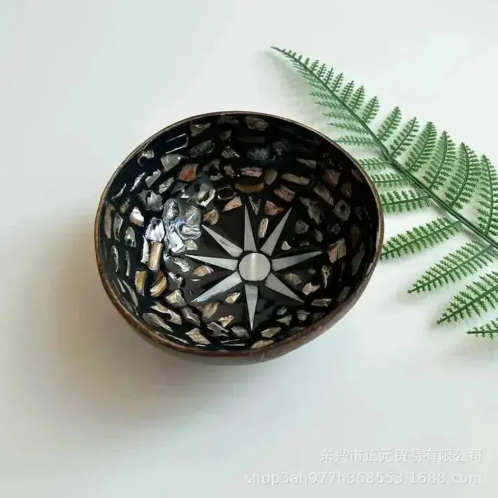 Hexagram Shell Coconut Bowl: Natural Crystal /Jewelry Holder