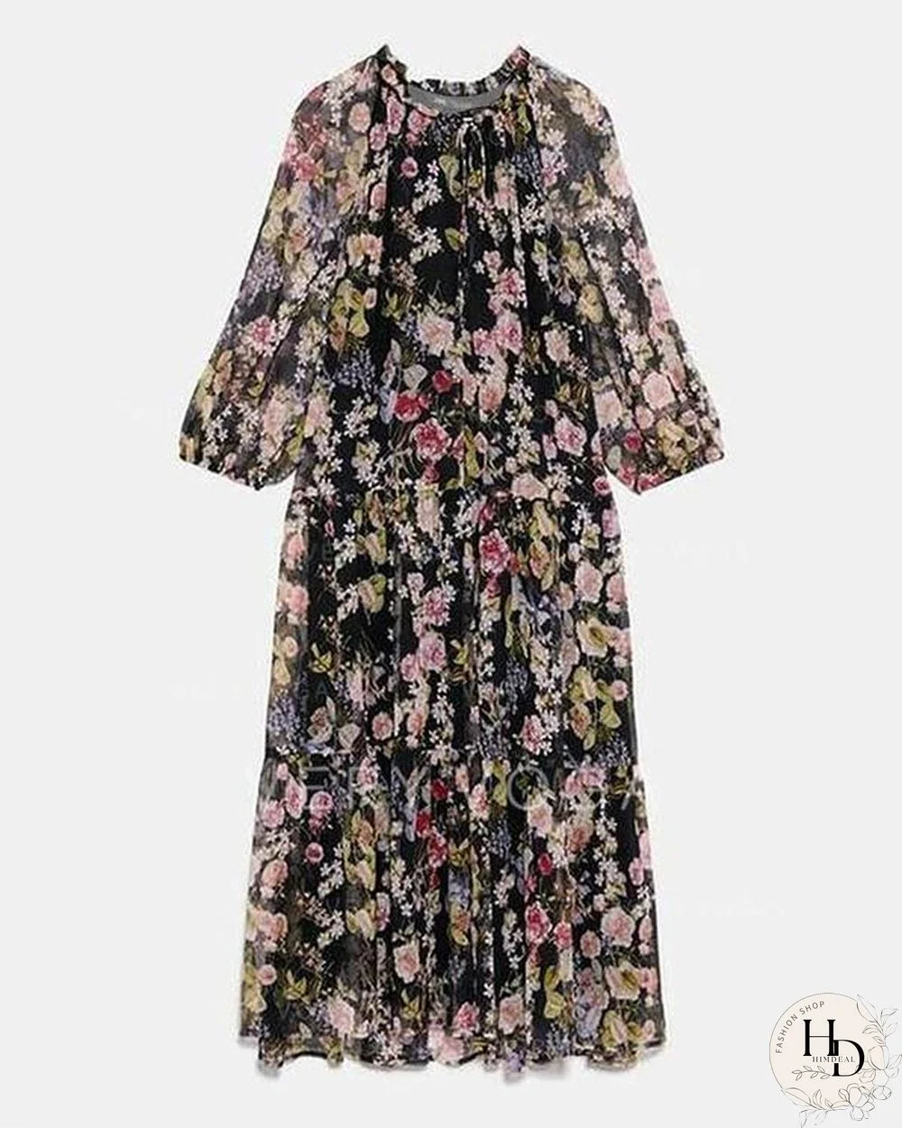 Floral Half Sleeve A-line Casual Vacation Midi Dresses