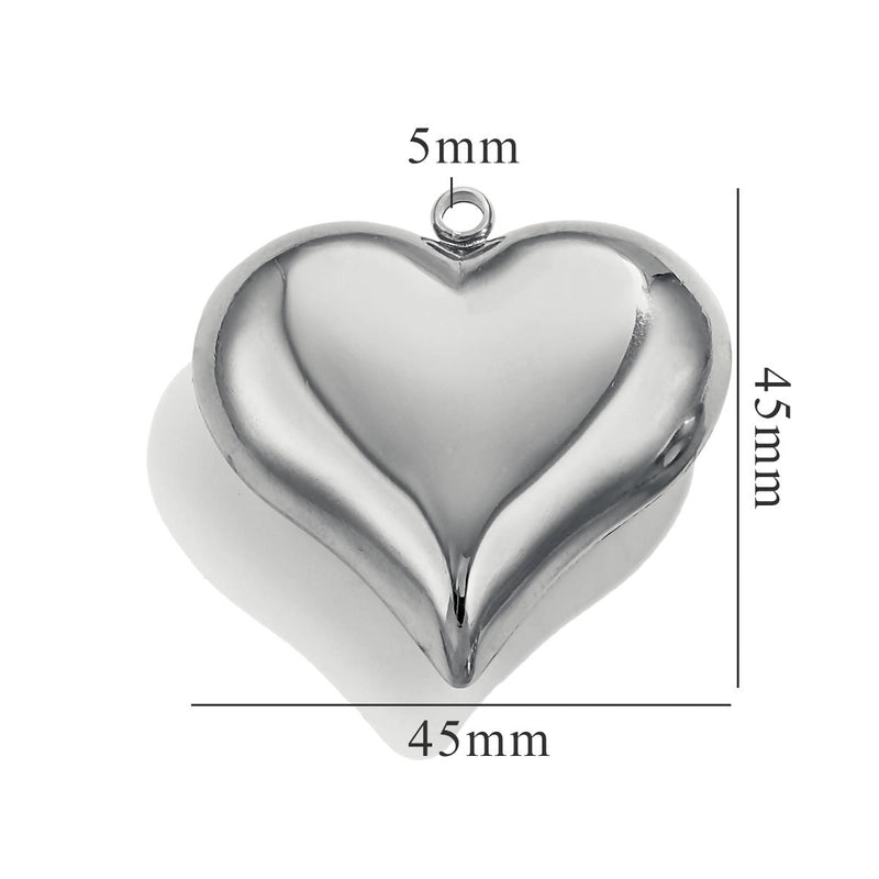 1 Piece 15*15mm Titanium Steel Heart Shape Pendant Jewelry Accessories