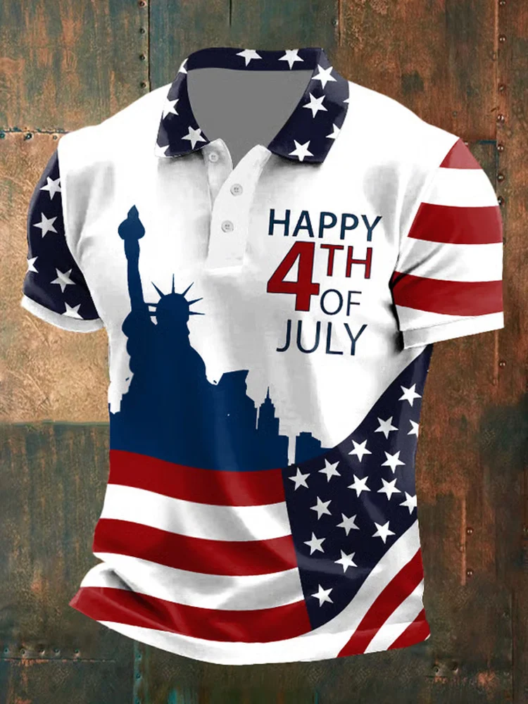Men's Independence Day Printed Polo Shirt