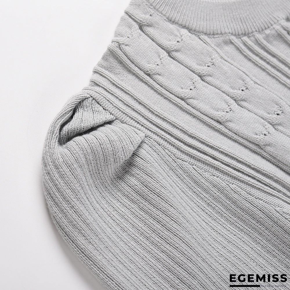 Bubble Long Sleeve Knitted Skirt Medium Long Wool Dress Black Dresses | EGEMISS