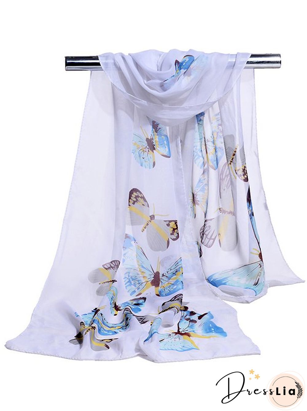 Boho Butterfly Print Long Silk Scarf Bali Holiday Scarf