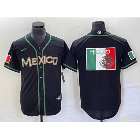 Men's Mexico Baseball 2023 Black World Baseball Classic Team Big Logo Stitched Jersey EY7V