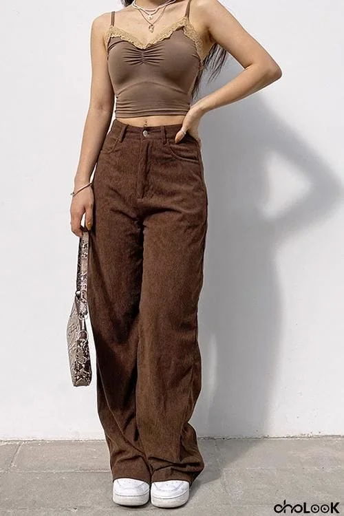 Corduroy Straight Leg Pants