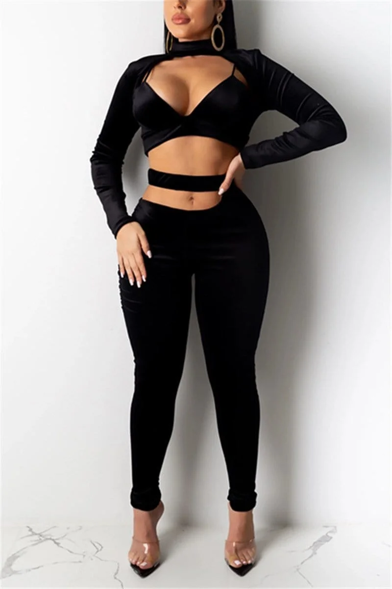 Fashion Sexy Solid Color Two Piece