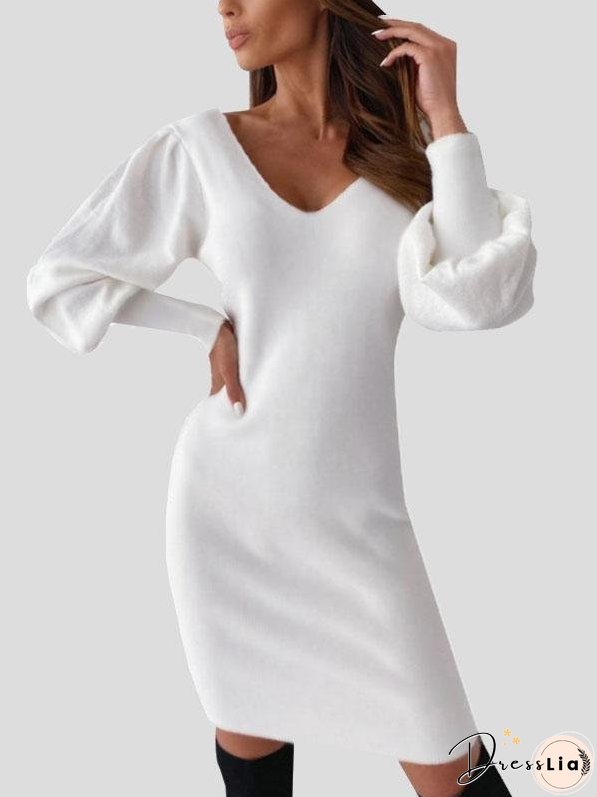 Open Back Cutout V-neck Dress