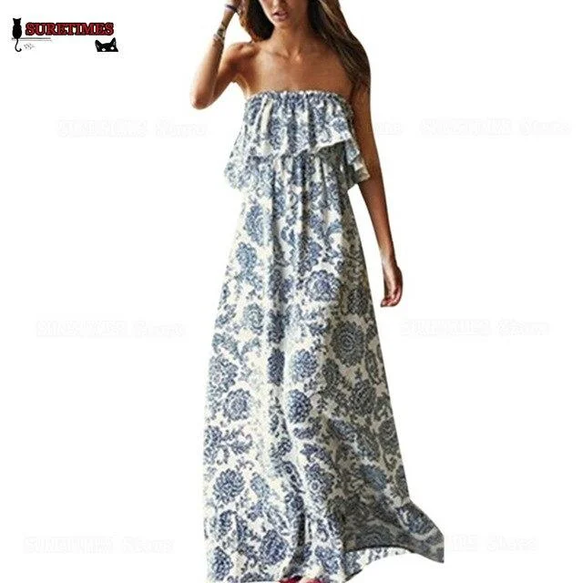 Long Maxi Dress Women BOHO Evening Beach Sundress Long Dresses New High Quality  Off Shoulder Vestido De Festa