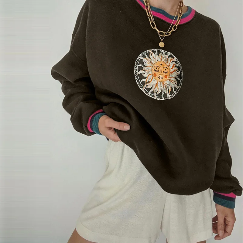 Ladies Casual Loose Long Sleeve Sweatshirt / DarkAcademias /Darkacademias